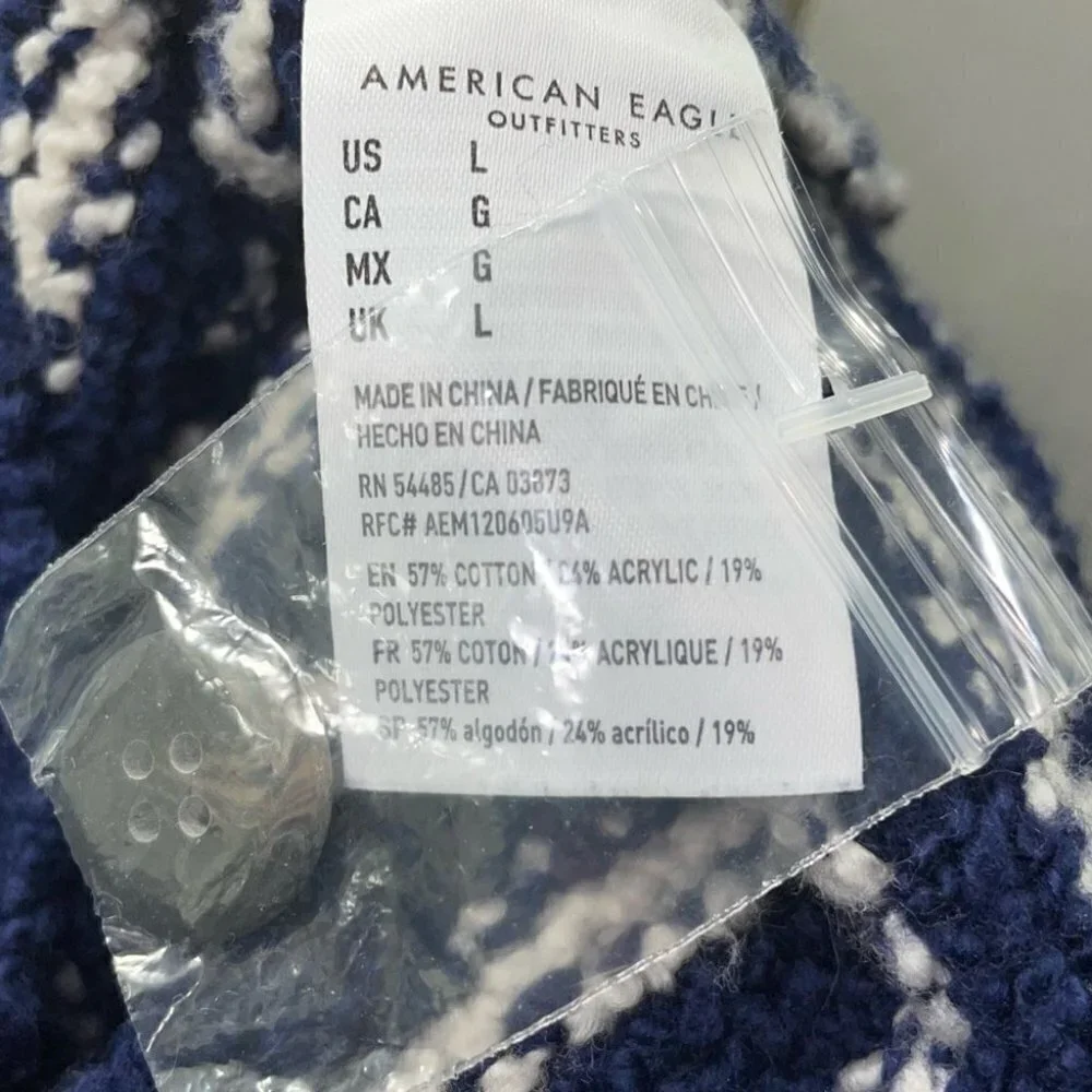 American Eagle Sweater Jegging Fit Oversized Striped Pullover Henley Boxy Top L